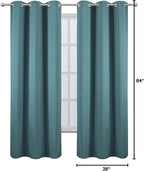 LEMOMO Sea Teal Thermal Blackout Curtains/38 x 84 Inch/Set of 2 Panels Room Darkening Curtains for Bedroom
