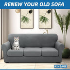 XINEAGE 2026 New 4 Pieces Extra Large Couch Covers for 3 Cushion Sofa Super Stretch Sofa Cover for 3 Large Seat Cushion Universal Slip Cover for Living Room (Light Gray), 91"-110"(3 Cushions)