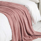 BOURINA Coral Pink Throw Blanket 60x80 Inch Knitted Soft Throw Sofa Blanket