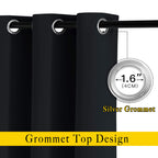 NICETOWN Black Out Curtains 54 inch Long for Bathroom - Easy Care Solid Thermal Insulated Grommet Blackout Window Treatment for Bedroom (2 Panels, W52 x L54)