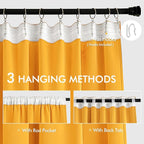 MIULEE Yellow Back Tab Blackout Curtains 102 Inch Long 2 Panels Set for Bedroom, Rod Pocket/Pinch Pleated Thermal Insulated Living Room Darkening Light Blocking Floor to Ceiling Drapes