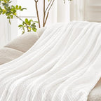 Exclusivo Mezcla Fleece Bed Blanket King Size, Super Soft and Warm Blankets for Couch, Sofa and Bed Waffle Textured, Cozy, Fuzzy and Lightweight (Off White, 90x104 Inches)