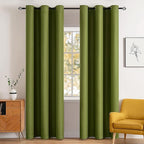 MIULEE 90" Long Blackout Curtains Room Darkening Thermal Insulated Drapes Solid Window Treatment Set Grommet Top Light Blocking Curtain for Living Room/Bedroom 2 Panels Olive Green