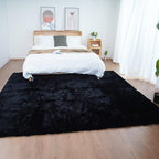 Ghouse Black 8x10 Area Rug Fluffy Faux Rabbit Fur Rug Black Plush Shag Rug for Living Room Bedroom, Playing Room, Nursery Room