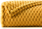 BEDELITE Fleece Blanket - 3D Jacquard Decorative Mustard Yellow Throw Blankets for Couch & Bed, Soft and Cozy Warm Plush Fluffy Blanket All Seasons Suitable, 50x60Inches