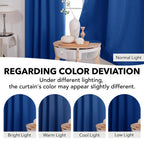 Deconovo Rod Pocket and Back Tab Blackout Curtains for Bedroom Solid Room Darkening Curtains 42Wx63L Inch Royal Blue 2 Panels