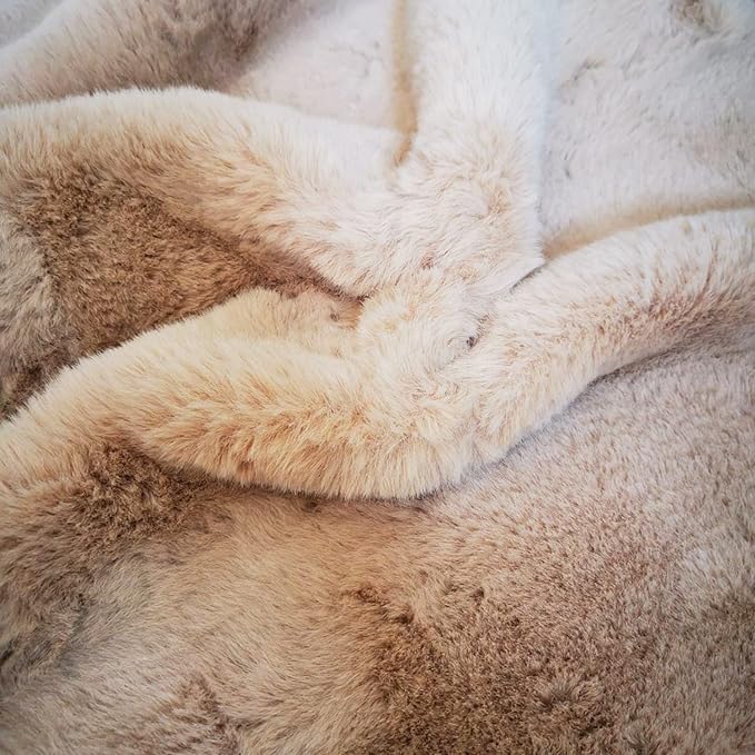 Ghouse Ultra Soft Faux Rabbit Fur Rug 5x7, Machine Washable Area Rugs for Bedroom Fluffy Rugs for Living Room, no-Shedding Carpet Sheepskin Rug Light Brown Beige
