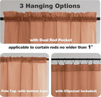 Chyhomenyc Orange Sheer Valances for Windows - Light Filtering Small Kitchen Curtains, Rod Pocket Short Top Window Treatment Decor for Living Room Bathroom Basement, 42Wx16L inches, 2 Panels