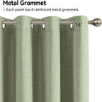 100% Blackout Shield Linen Blackout Curtains for Bedroom, Sage Green Grommet Curtains for Living Room, Thermal Insulated Room Darkening Drapes for Nursery, Boho Home Decor, 50" W x 96" L, 2 Panels