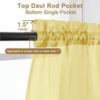 Chyhomenyc Mustard Yellow Short Sheer Curtains 30 inch Length, Light Filtering Half Window Curtians for Kitchen, Elegant Small Curtain for Basement Bathroom Cabinet, 42Wx30L inches, 2 Panels