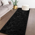 TWINNIS Super Soft Shaggy Runner Rugs Fluffy Carpets, 2x6 Feet, Indoor Modern Plush Area Rugs for Hallway Living Room Bedroom Kitchen Entryway, Upgrade Anti-Skid Rectangular Fuzzy Rug, Black