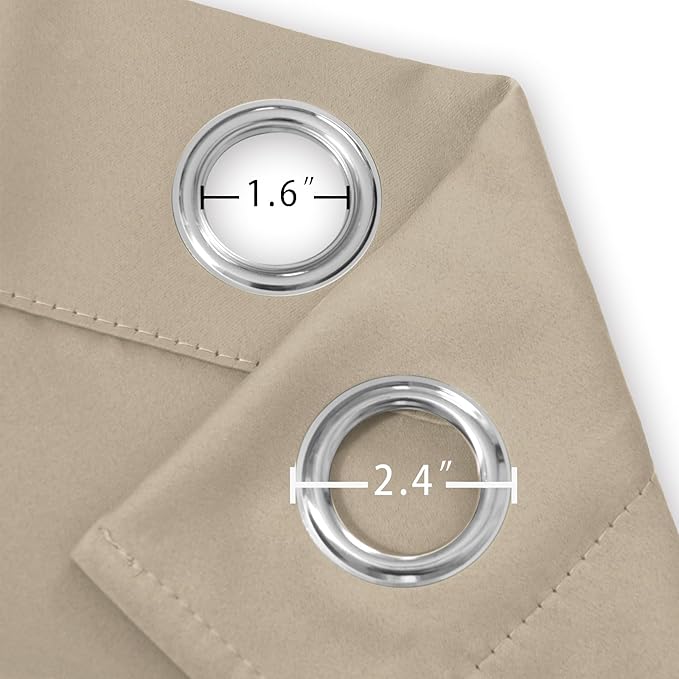 LEMOMO Blackout Curtains 52 x 90 inches Long Khaki Curtains Set of 2 Panels Thermal Insulated Room Darkening Curtains for Bedroom