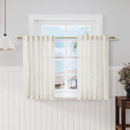 Nanspring Cream Linen Curtains 45 Inch Length Kitchen Bathroom Back Tab Pocke Semi Sheer Curtain 2 Panel Set for Office Basement Small Windows Cottage Farmhouse Decor 42x45