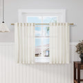 Nanspring Cream Linen Curtains 45 Inch Length Kitchen Bathroom Back Tab Pocke Semi Sheer Curtain 2 Panel Set for Office Basement Small Windows Cottage Farmhouse Decor 42x45