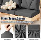 8Pcs Stretch Patio Cushion Covers, Outdoor Couch & Sofa Replacement Slipcovers for Patio Furniture Cushion Covers, Washable Reusable Furniture Protector