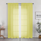 OWENIE Lemon Sheer Curtains for Bedroom Living Room 72 Inches Long 2 Panels Set, Modern Light Filtering Sheer Curtain Rod Pocket Clear Drapes for Window Sliding Door, Lemon, Each 42 x 72 Inch