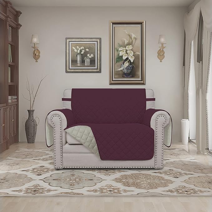 Easy-Going Reversible Couch Cover, Oversized Chair, Wine/Beige