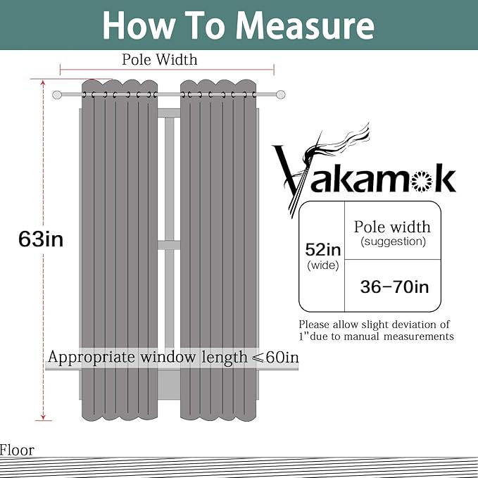 Yakamok Burgundy Red Blackout Curtains 63 Inches Long for Bedroom 52" Wide