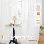 BGment White Semi Sheer Linen Curtains 63 Inch Length for Bedroom 2 Panels Set - Textured Light Filtering Drapes with Rod Pocket Lightweight Window Treatments for Living Room, 52 X 63 Inch