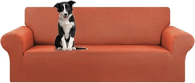 KEKUOU Stretch Oversized Couch Covers for Sofa Slipcover,Pureed Pumpkin