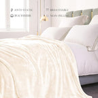 Exclusivo Mezcla Plush Fuzzy Fleece Bed Blanket King Size, Super Soft, Fluffy and Warm Blankets for Couch, Bed, All Season (Ivory, 90x104 inches)