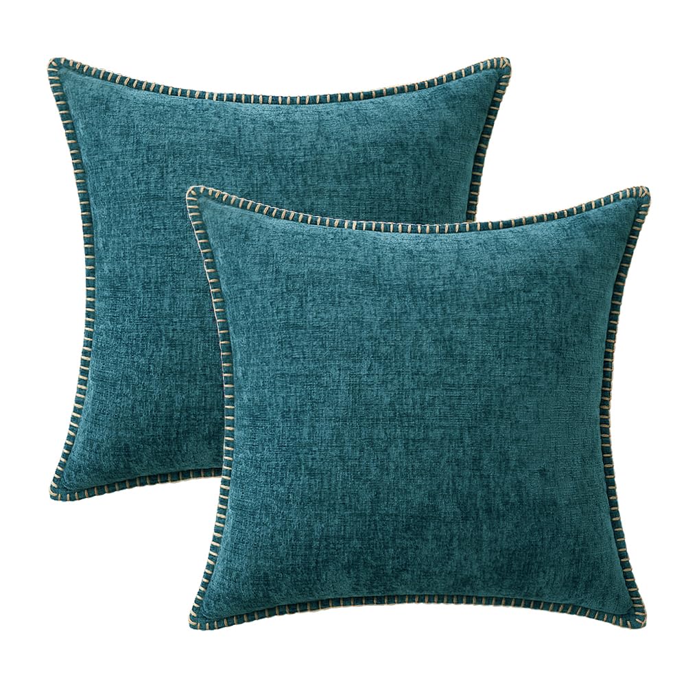 MIULEE Decorative Couch Throw Pillow Covers 18x18 Inch Dark Teal 2 Pack