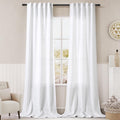 Extra Long White Curtain 108 inches Long 2 Panels Set for Living Room Back Tab Modern Farmhouse Coastal Decor Cotton Textured Off White Sheer Linen Curtains 108 inch Length for Large Window 9 FT