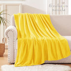 Exclusivo Mezcla Fleece Throw XL Blanket for Couch, Sofa, Super Soft and Warm Vibrant Yellow Blankets, All Season, Cozy, Plush, Lightweight, 50x70 Inches
