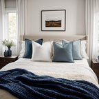 MIULEE Blue Boho Linen Decorative Pillow Covers 18x18 Inch Pack of 4