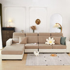 Disayu Sofa Covers Couch Covers for Sofa Pet Friendly Couch Cushion Covers Universal Sofa Covers Washable Stretch Slipcovers for Sectional Sofa (Texture Light Coffee, 2 Seats + Chaise Cover)