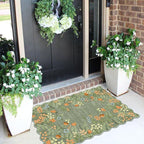 Front Door Mat Outside Entrance - 2x3 Spring Green Sage Floral Non-Slip Washable Doormat Indoor Outdoor Mat Boho Vintage Entry Rug Small Throw Rugs for Entryway Kitchen Front Porch Decor