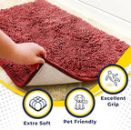 Muddy Mat® | Super Absorbent Door Mat Indoor, Microfiber Quick Dry Chenille Entryway Rug, Non-Slip Front Door Mat, Indoor Mats for Entryway, Machine Washable Pet Rug, Red 36"x72"
