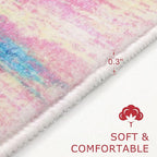 KOZYFLY Modern Abstract Pink 3x5 Area Rug Washable Girls Kids Bedroom Rug Throw Entry Mat Non-Slip Carpet Dining Room Rug with Soft Low Pile for Living Room Kitchen Bath Office