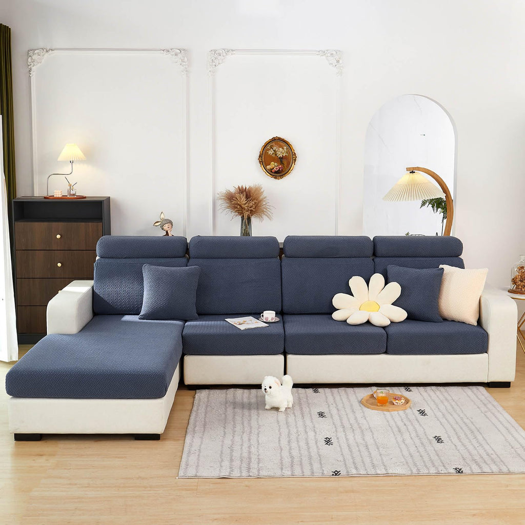 Disayu Sofa Covers Couch Covers for Sofa Pet Friendly Couch Cushion Covers Universal Sofa Covers Washable Stretch Slipcovers for Sectional Sofa (Texture Metal Gray, 2 Seats + Chaise Cover)