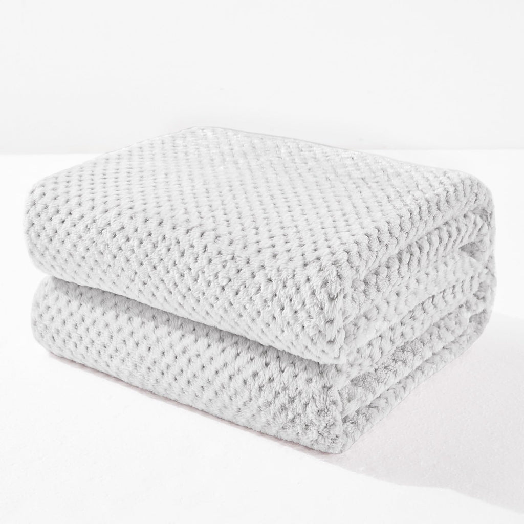 Exclusivo Mezcla Soft Waffle Fleece Bed Blanket King Size, Heather Gray