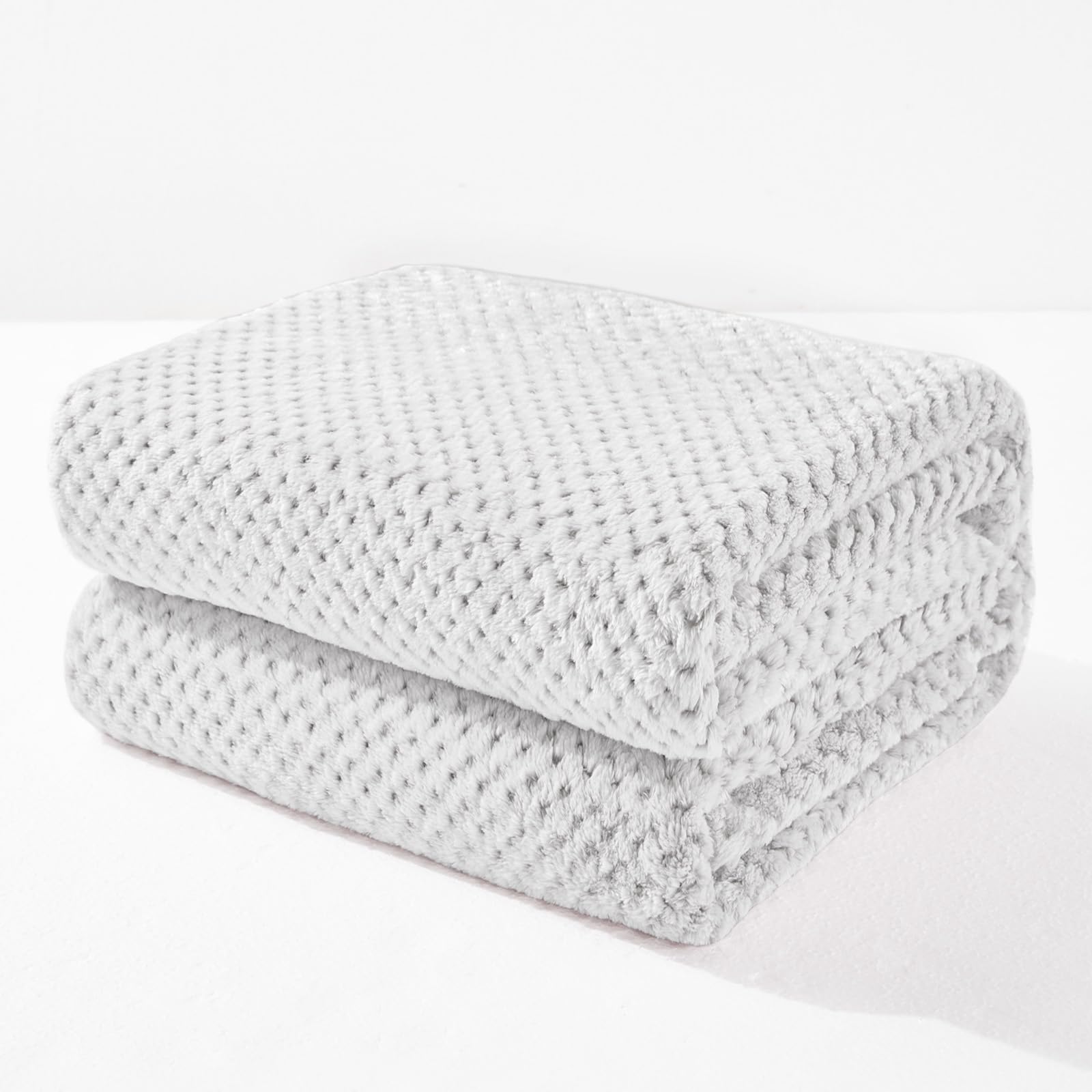 Exclusivo Mezcla Soft Waffle Fleece Bed Blanket King Size, Heather Gray