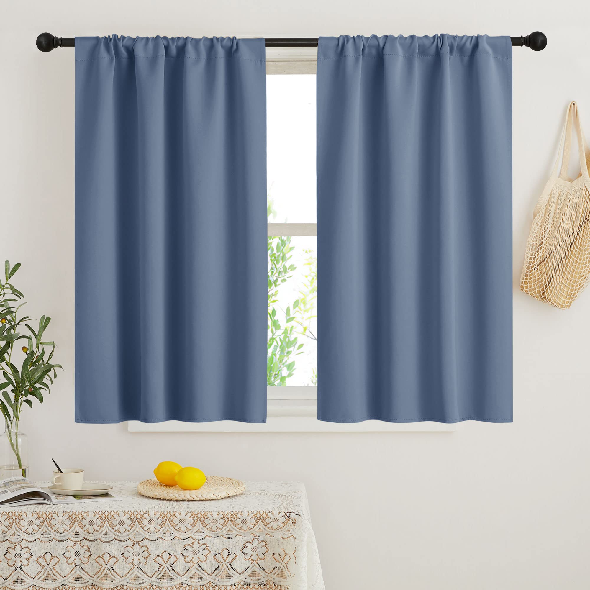 RYB HOME Short Blackout Curtains for Bedroom, Room Darkening Insulated