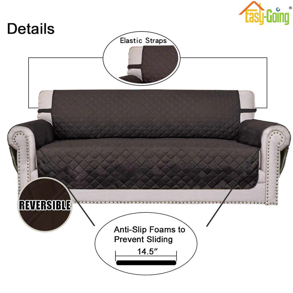 Easy-Going Reversible Oversized Couch Cover for 3 Cushion Couch Sofa Cover for Dogs Water Resistant Furniture Protector Cover with Foam Sticks for Pet (Oversized Sofa, Chocolate/Chocolate)