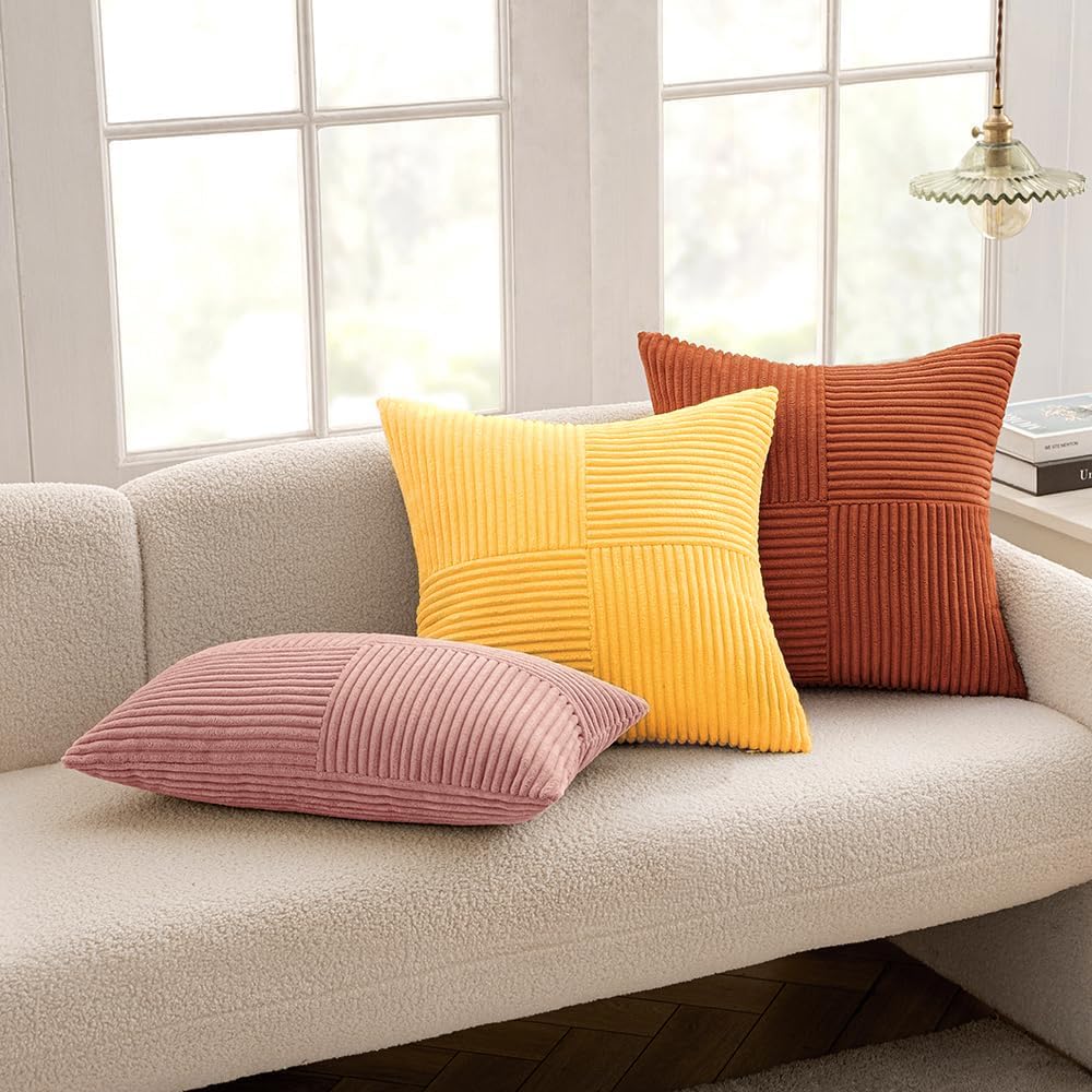 MIULEE Yellow Decorative Throw Pillow Covers for Couch 18x18 Inch
