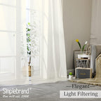 Simplebrand Ivory Sheer Curtains 108 Inches Long, Extra Long Rod Pocket Solid Color Window Sheer Curtain Panels, Elegant Curtains & Drapes for Living Room, Bedroom 2 Panels (Ivory, 42" W x 108" L)