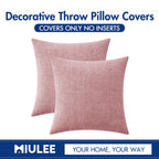 MIULEE Soft Chenille Throw Pillow Covers Blush Pink 18x18 Inch Pack of 2