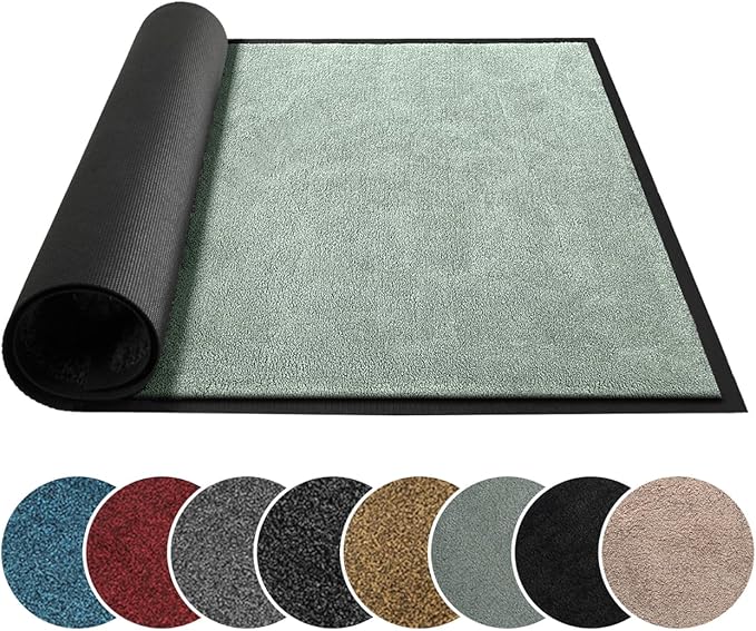 Mibao Dirt Trapper Door Mat for Indoor Outdoor, Waterproof All-Season, All-Weather Doormat, Heavy Duty Non-Slip Entrance Rug, Low Profile Absorbent Entrance Mat Carpet, 30" x 18", Green