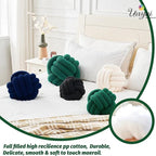 Uvvyui Knot Pillow Ball, Soft Home Decorative Pillows, Round Throw Pillow, Handmade Knotted Plush Pillow, Round Boucle Pillow Cushion (11 Inches Dark Green)