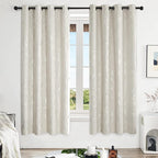 Deconovo Living Room Curtains, Room Darkening Curtain, Thermal Insulated Soundproof Drapes, Silver Branch Print, 52 x 72 Inch Long, Machine Washable Window Panels for Bedroom Office Nursery, Set of 2