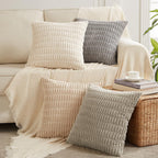 Fancy Homi 4 Packs Decorative Throw Pillow Covers for Living Room Couch Bed, Modern Farmhouse Boho Home Décor Accent Cushion Case, 26" x 26", Cream