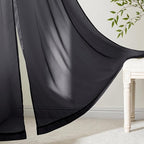 MIULEE Short Sheer Curtains 54 Inches Long, 4 Panels Set, Light Filtering Rod Pocket Curtains for Kitchen/Bathroom Small Windows, 42W x 54 Inches, Black