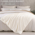 Exclusivo Mezcla Large 3D Fleece Throw Blanket for Couch, Ivory