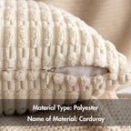 MIULEE Corduroy Decorative Throw Pillow Covers 16x16 Cream White Pack of 2