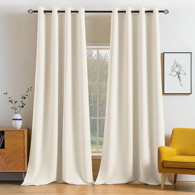 MIULEE Birch Blackout Bedroom Curtains Drapes 96 Inch Long 52"x96"