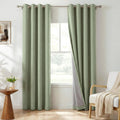Linen Textured Total Blackout Curtains 72 Inches Long, Sage Green